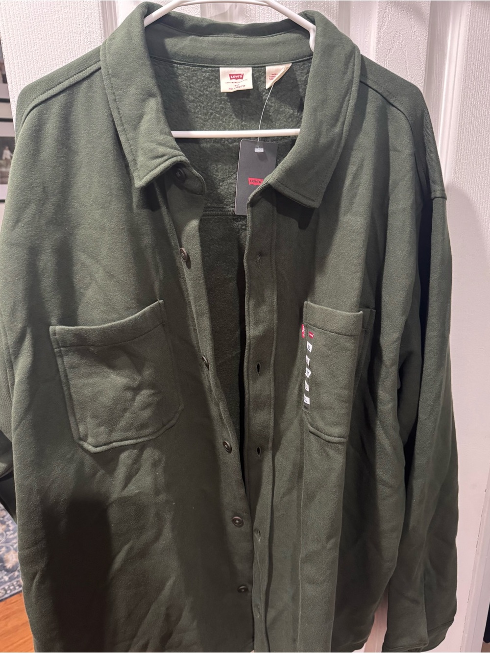 Levi's Olive Green Button-Front Shirt Jacket